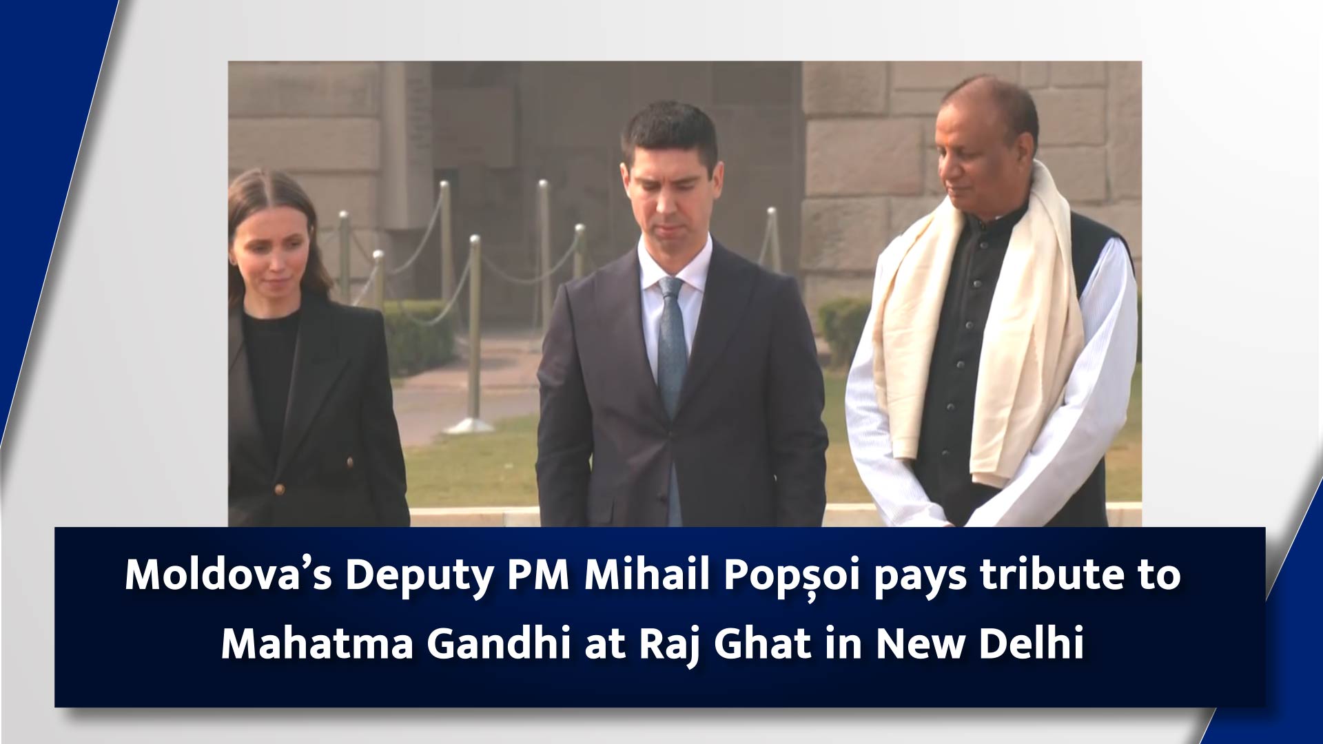 Moldova`s Deputy PM Mihail Pop?oi pays tribute to Mahatma Gandhi at Raj Ghat in New Delhi